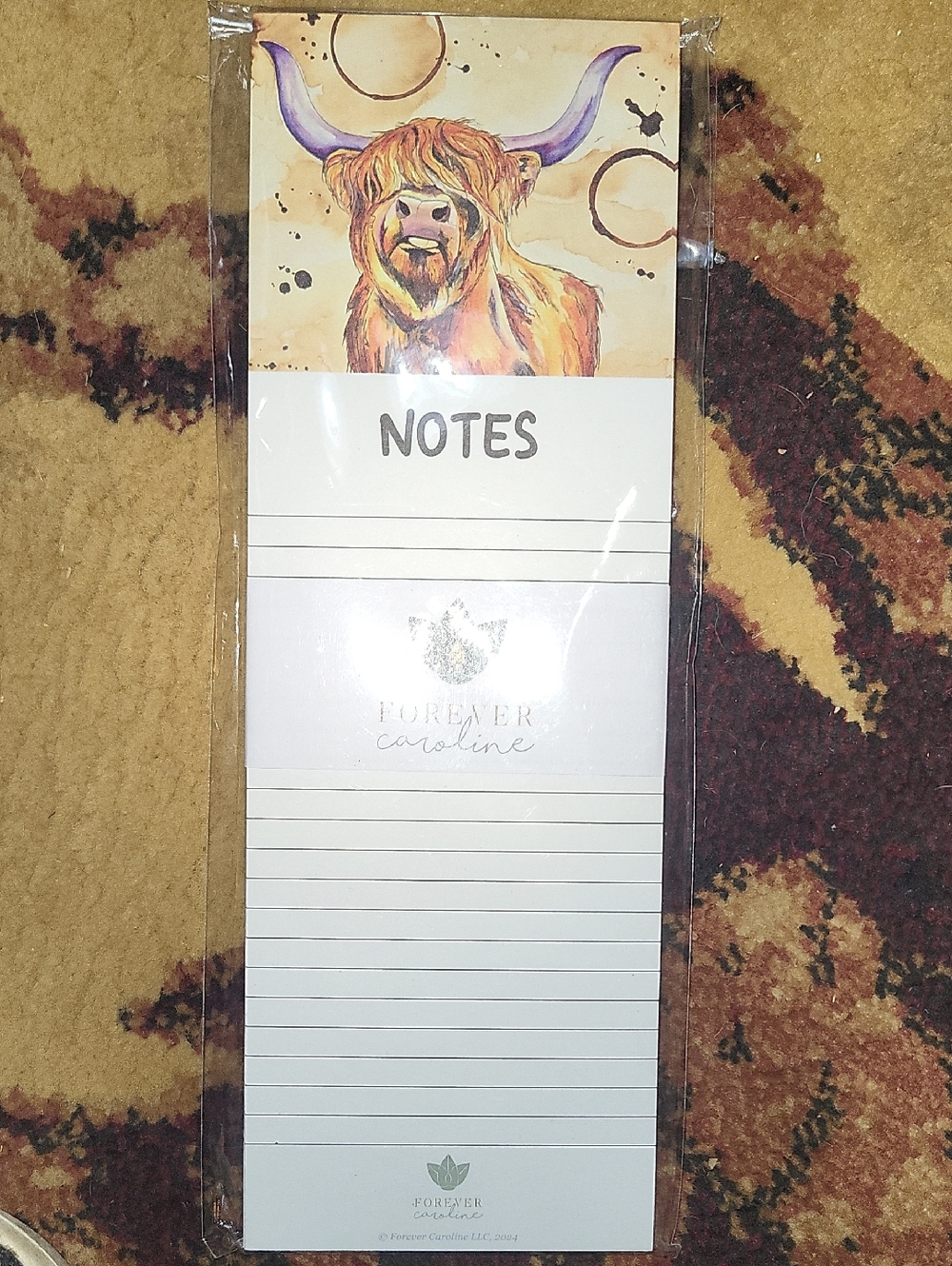Highland Cow Notes Notepad by - Brown & Cream